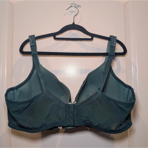 Cacique Lane Bryant 46DD Dark Green Lace Balconette Bra Underwire Lightly Lined - Picture 3 of 8